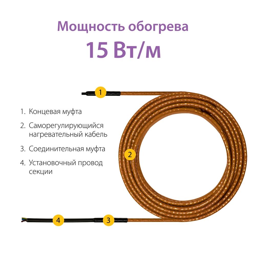 Секция нагревательная кабельная Freezstop Lite-15 9 м.