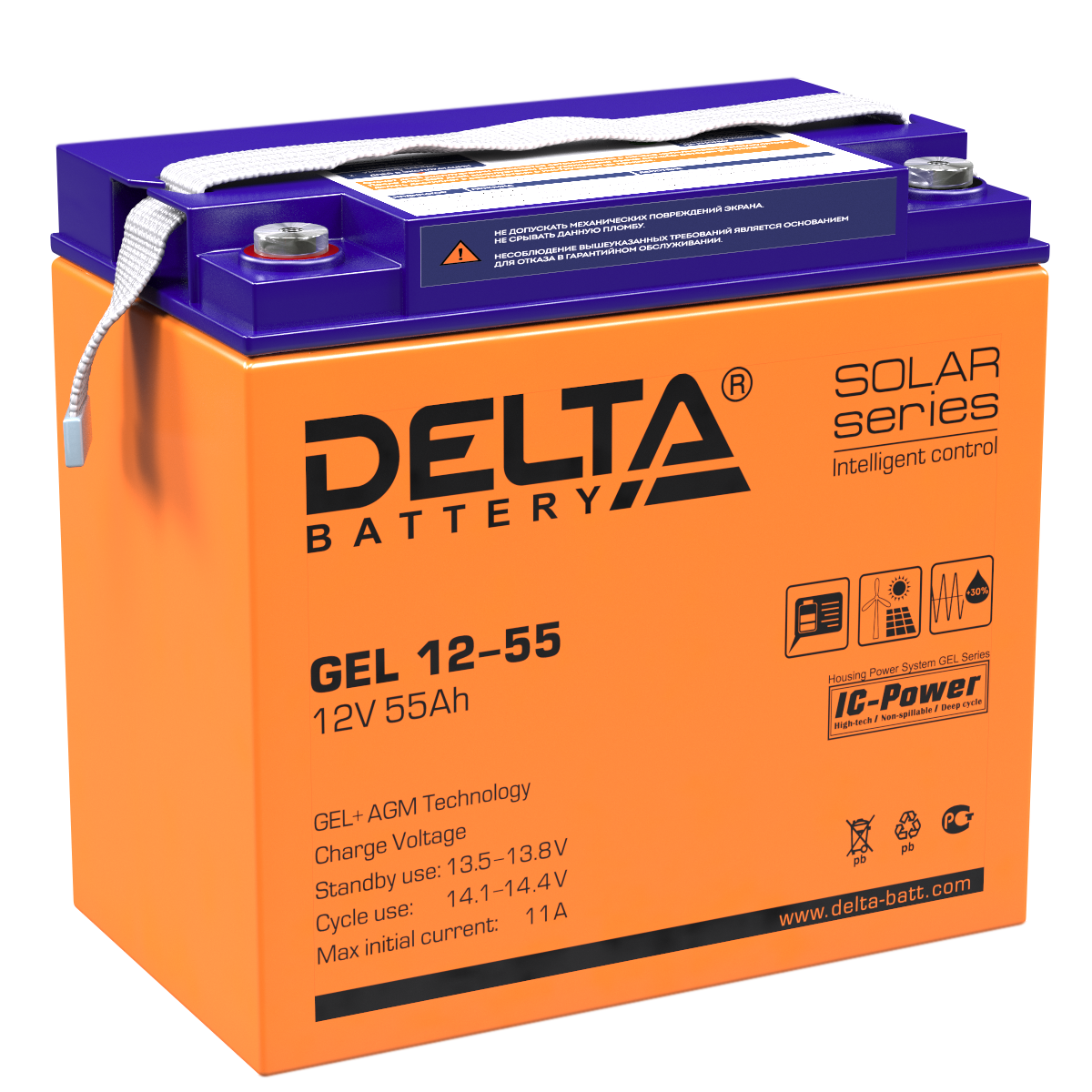 GEL 12-55 Delta Аккумуляторная батарея купить по цене 18840 руб..  Самые дешёвые цены на Стационарные